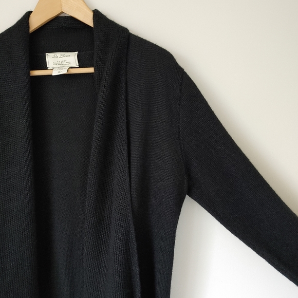 La Llama Alpaca Wool Long Cardigan Sweater - Black Size Large - Picture 4 of 13